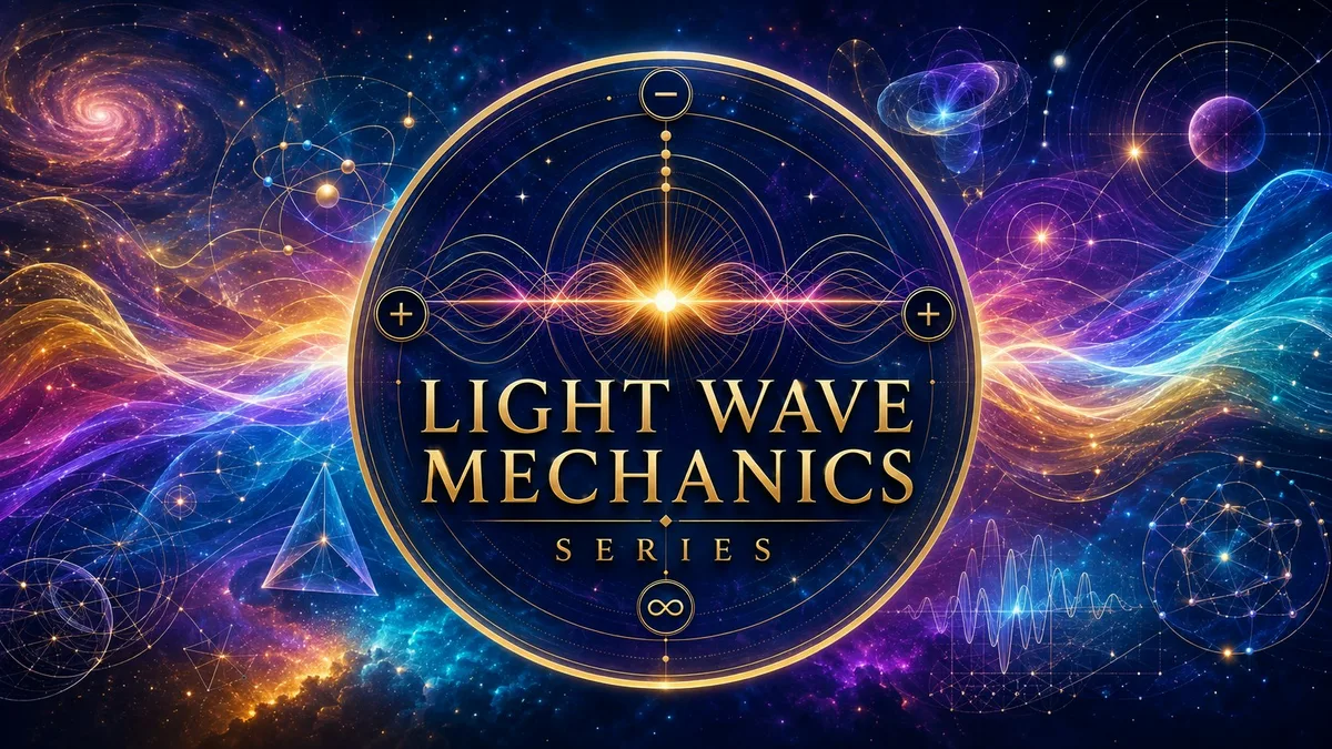 Light Wave Mechanics Series banner with gold lettering and multicolored waves against a star-filled blue background.